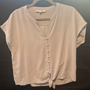 H&M Light Blue Tie-Front Blouse